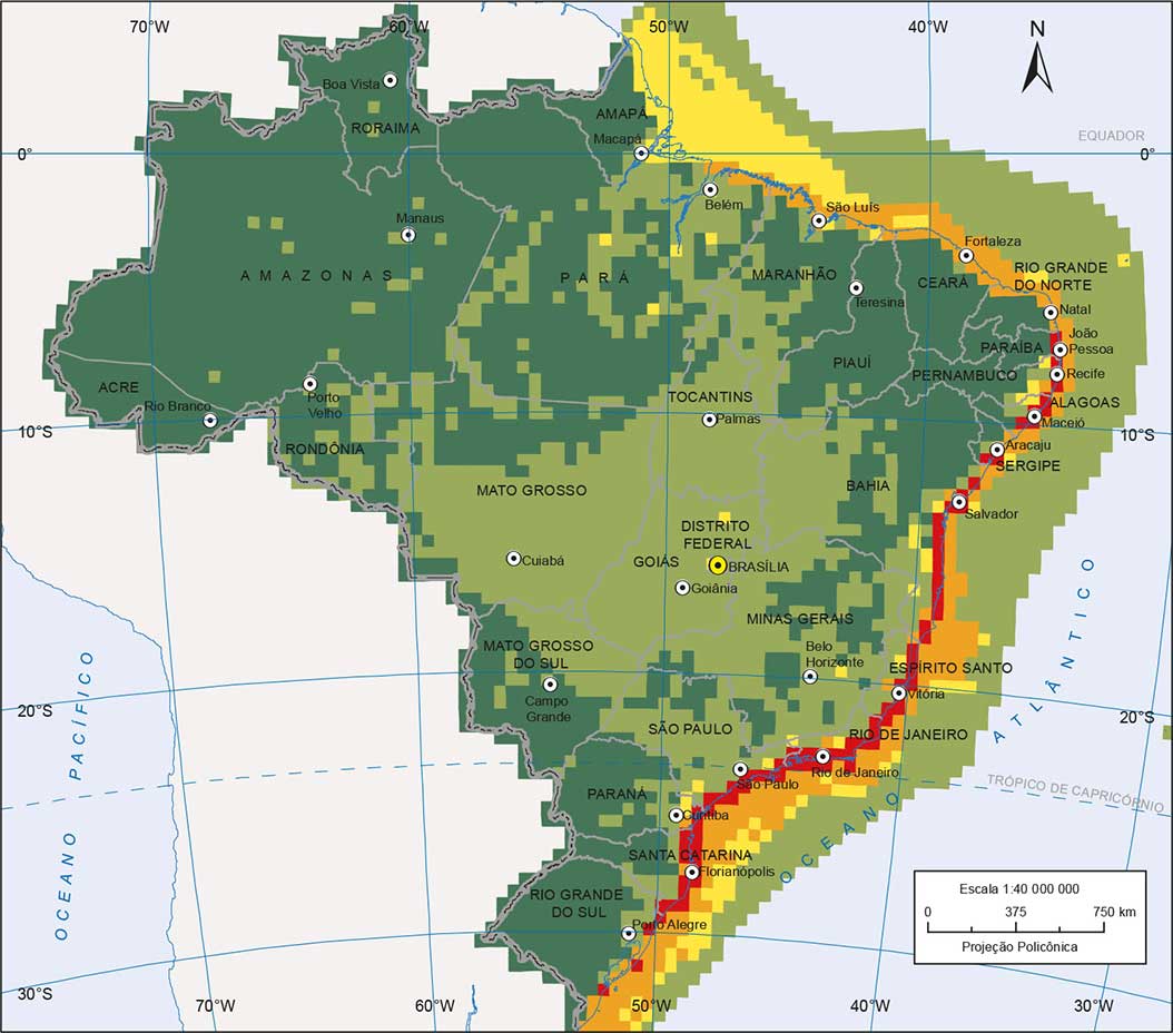 Quantidades de espécies ameaçadas da flora brasileira.