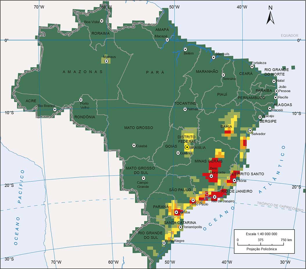 Quantidades de espécies ameaçadas da fauna brasileira.