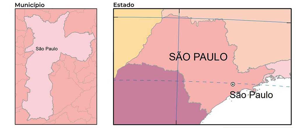 Detalhe de São Paulo: estado e cidade.
