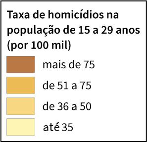 Taxa de homicídios na população de 15 a 29 anos (por 100 mil).