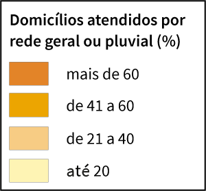 Domicílios atendidos por rede geral ou pluvial (%).