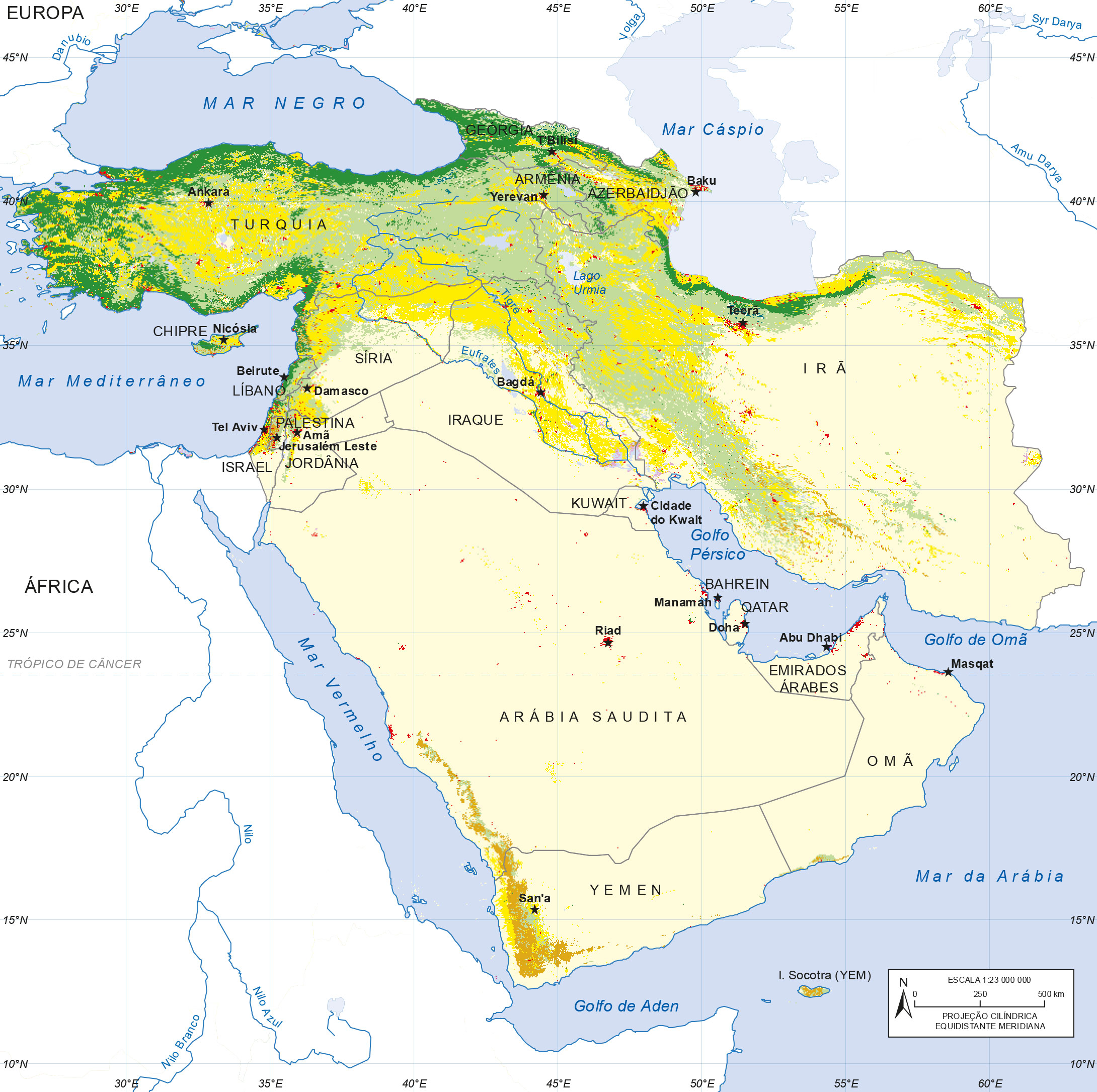 Oriente Médio - Cobertura e uso da terra